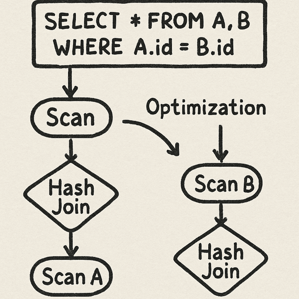 Illustration of SQL query plan optimization