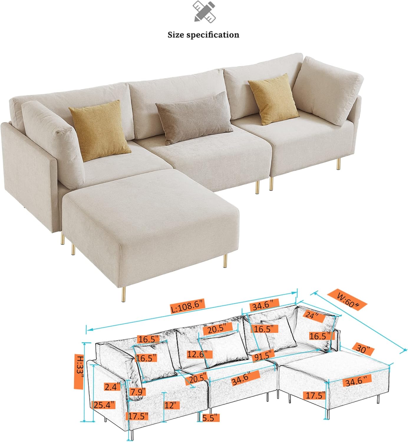 Stylish family couch with a versatile look and durable fabric, offering comfort and support for family activities.