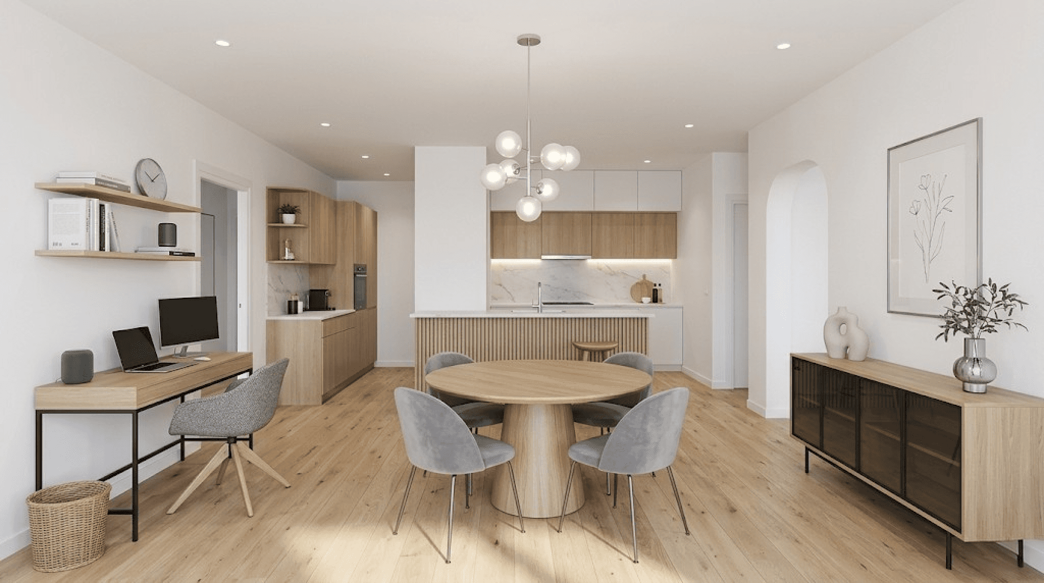 Appartement rénové prêt à vivre avec finitions propres.