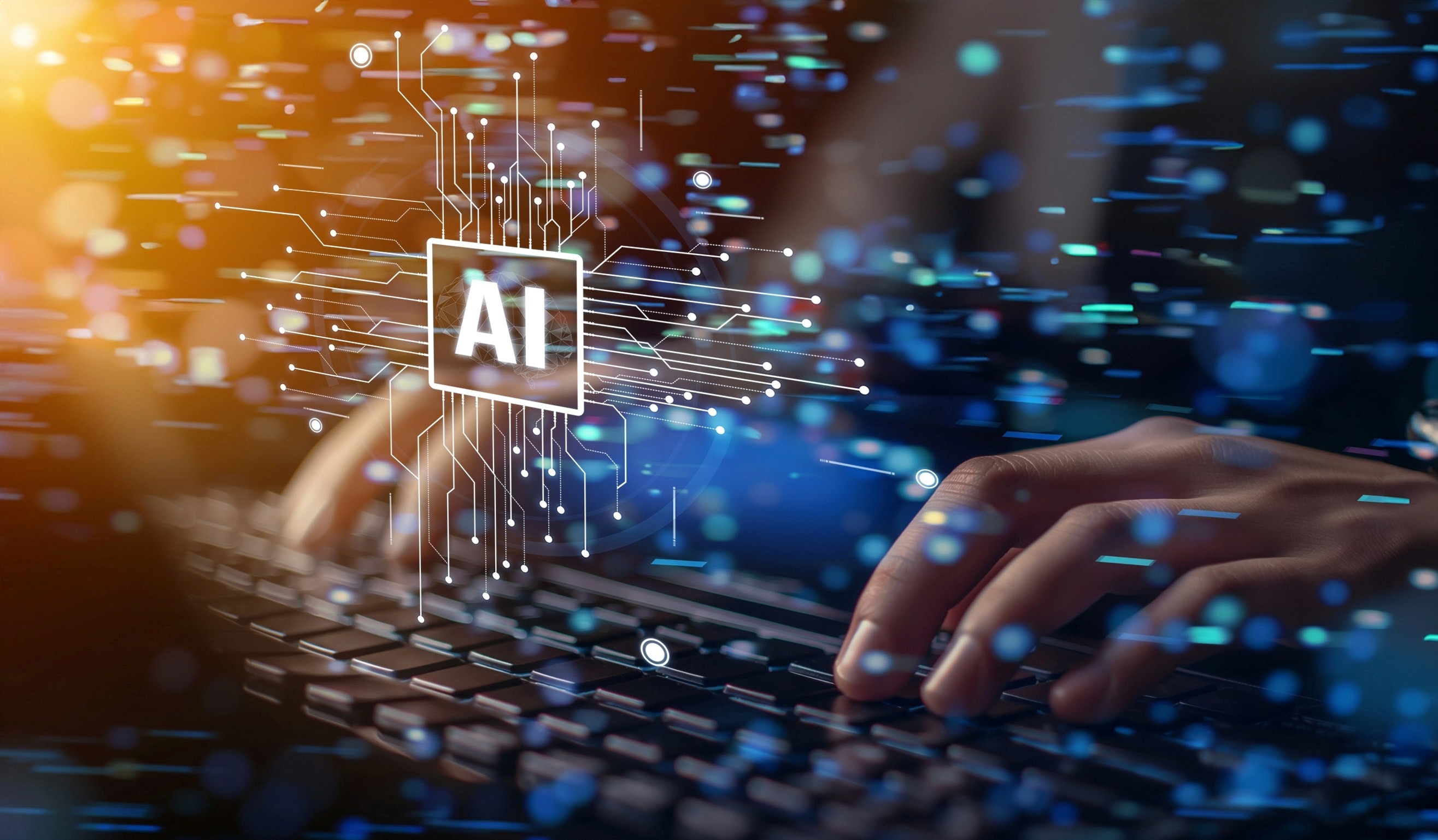 keyboard with AI image superimposed
