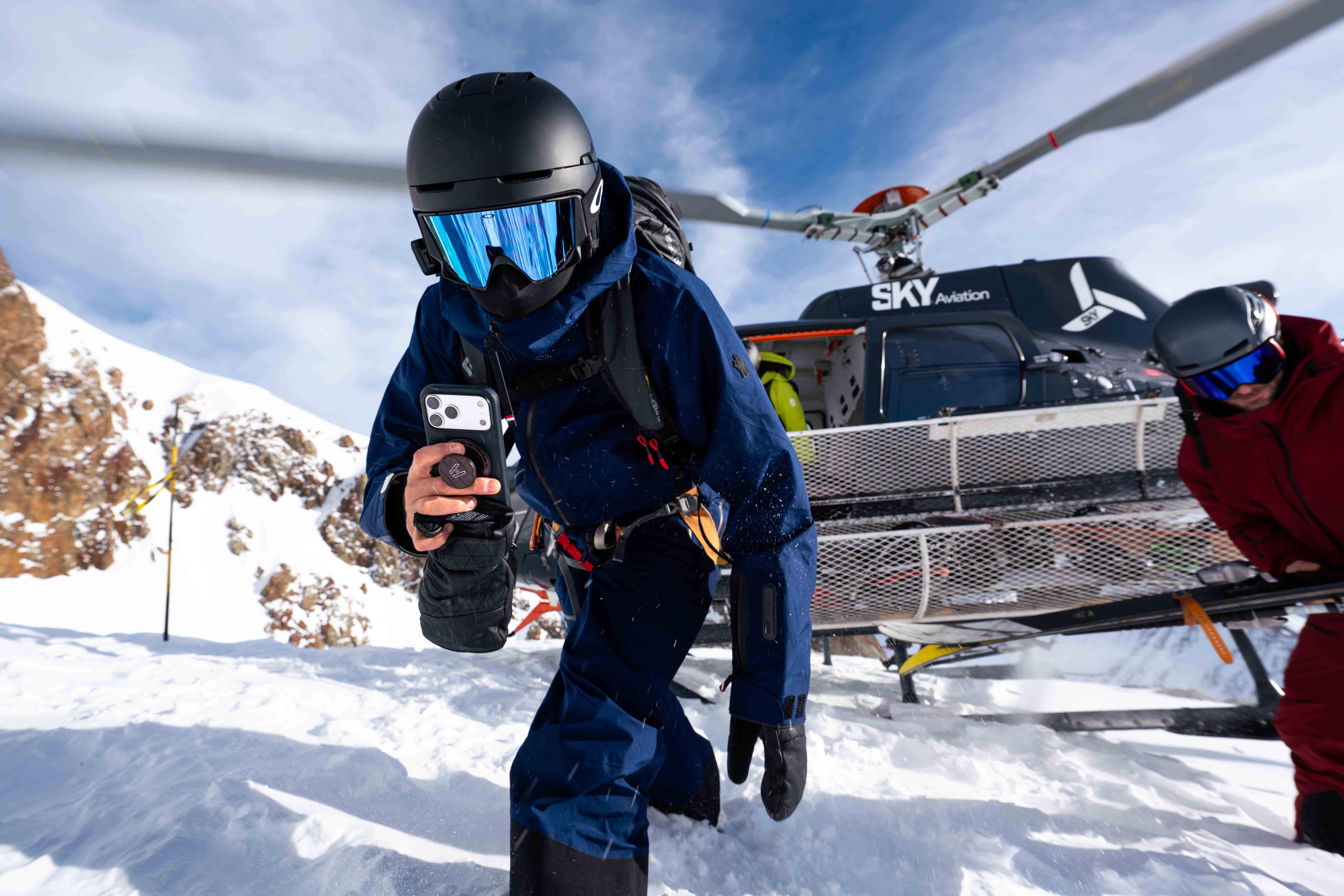 Heli ski with clients