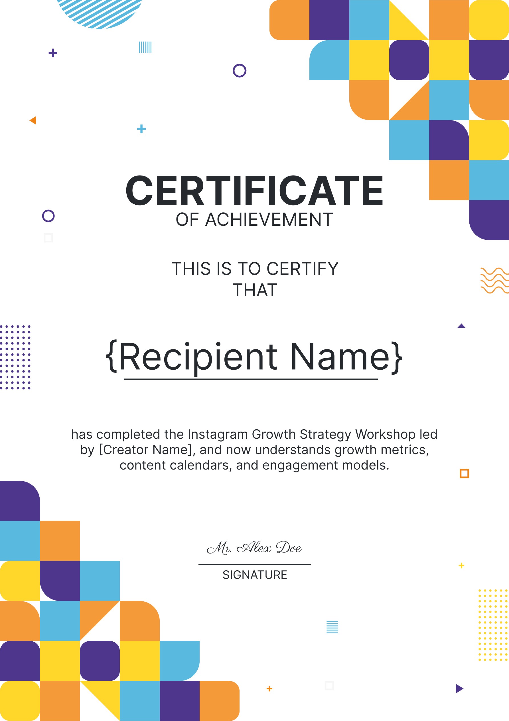 Wauld - Structured and professional achievement certificate