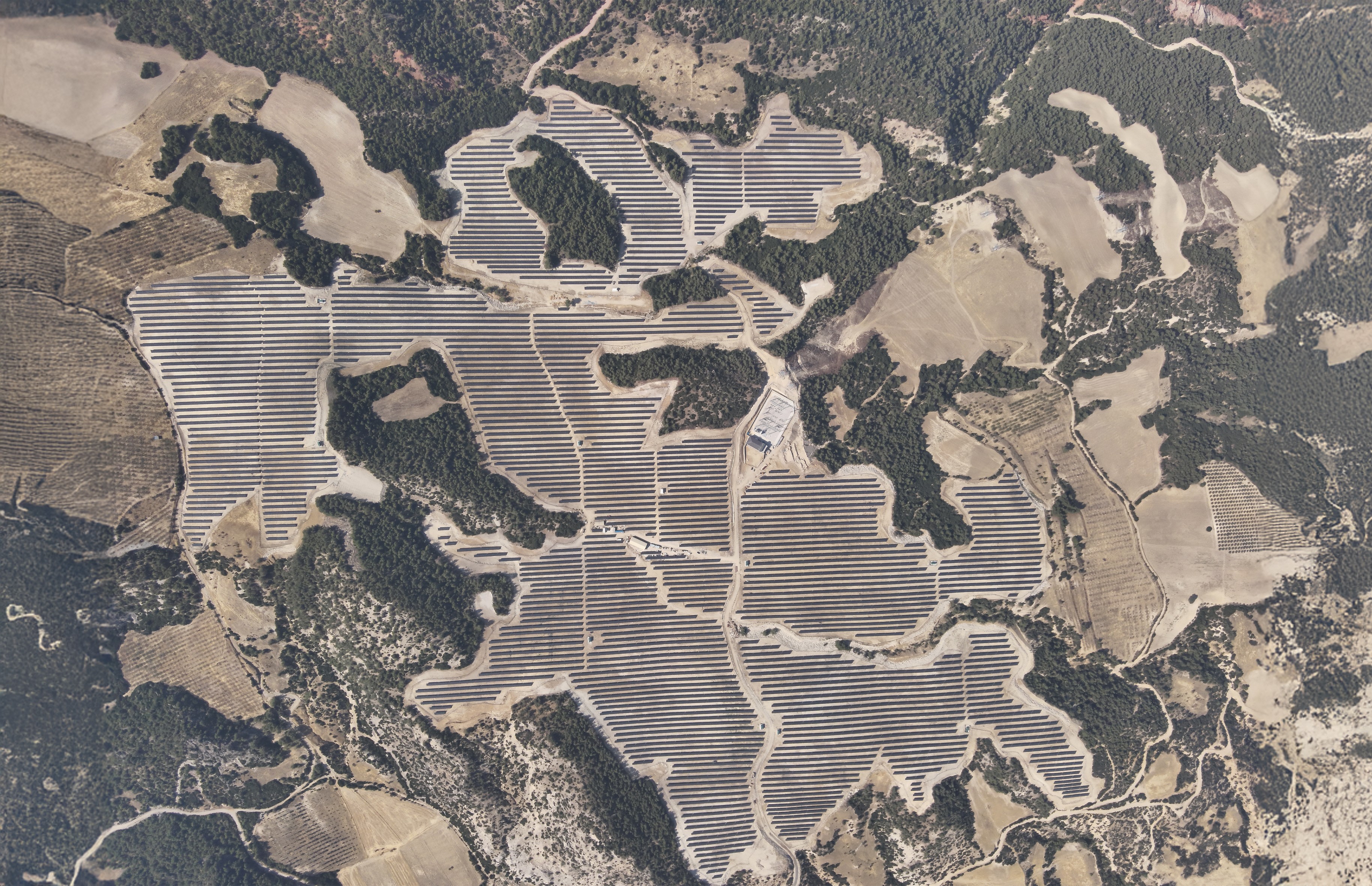 Aerial view of Karatay Solar Power Plant.