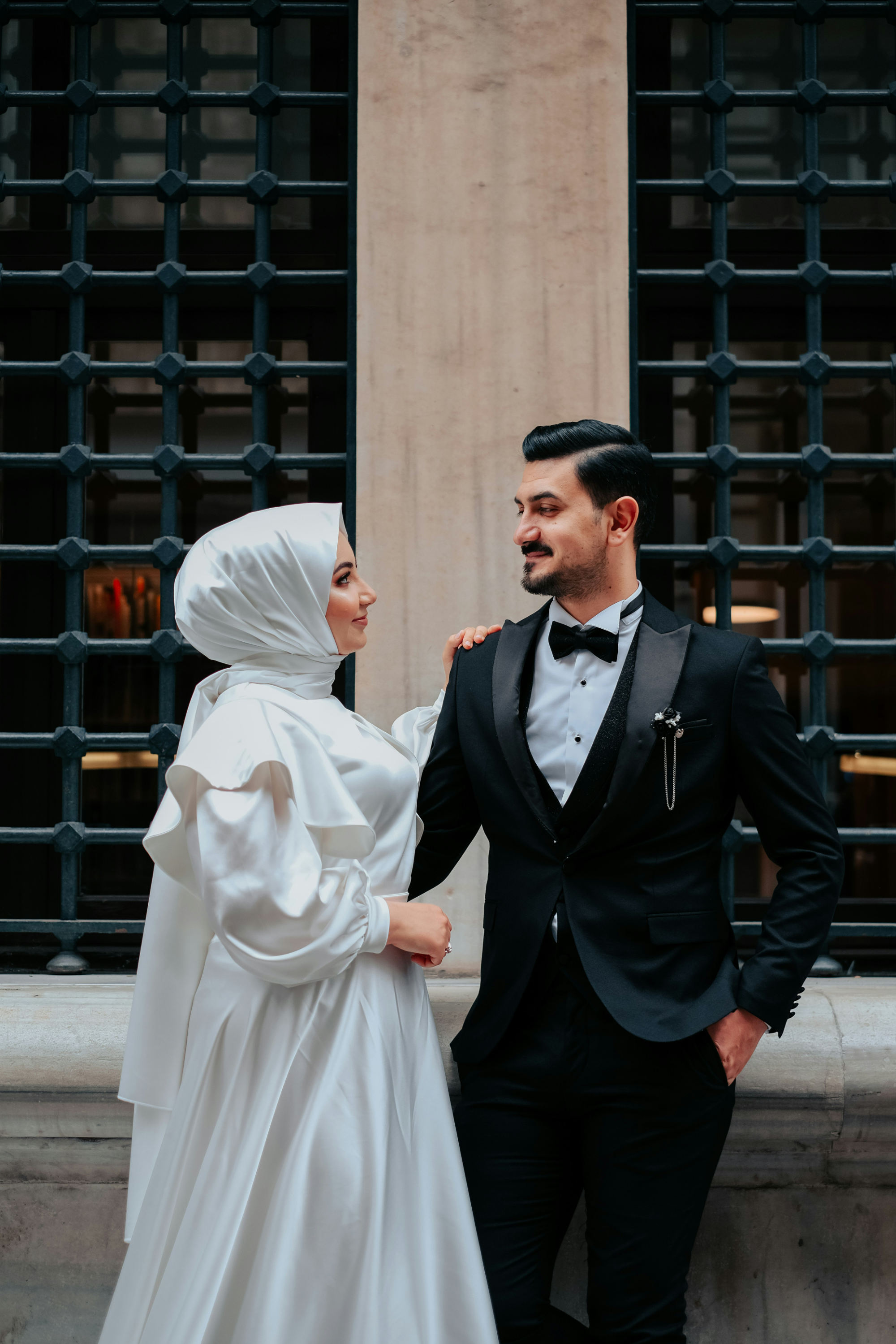 A couple posing for the camera