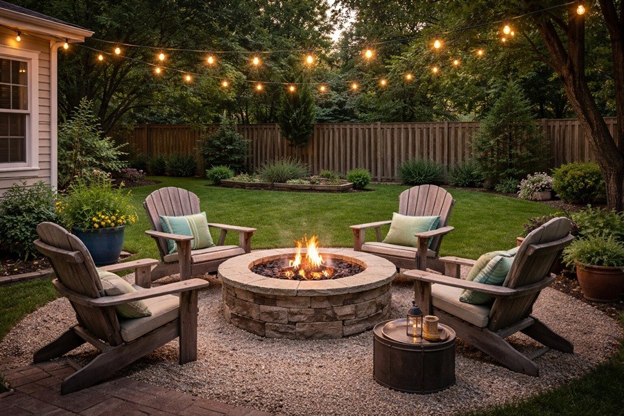 Airbnb backyard fire pit