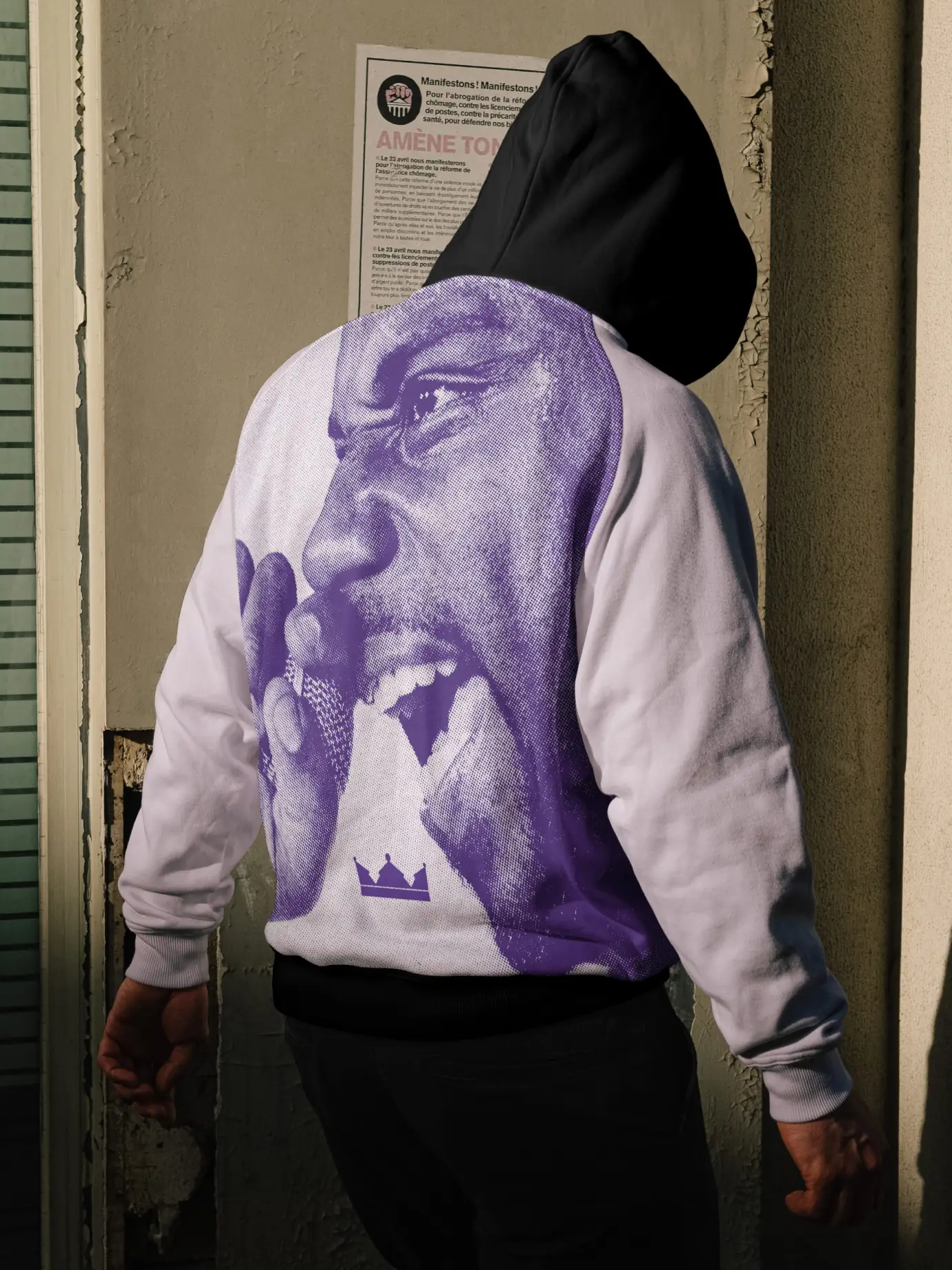 BlackLight Hip Hop — Person wearing BlackLight merchandise with custom logo — Merch design application