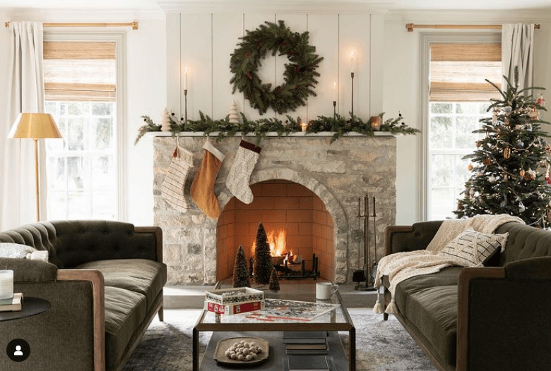 Joanna Stevens Gaines, holiday fireplace
