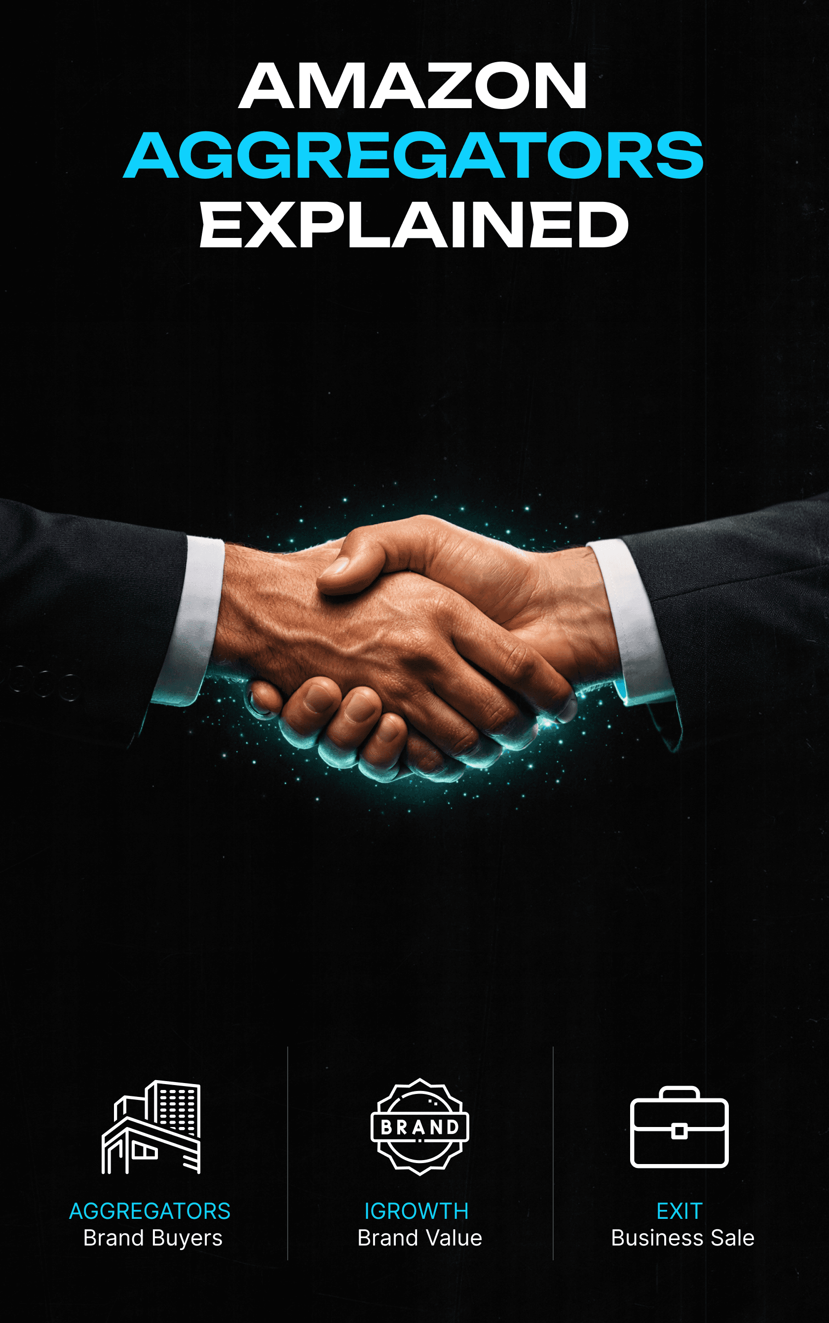 Businessman looking at Amazon branding diagram with connected brands Honest, Kind, OLLY, and Hatch in a modern office