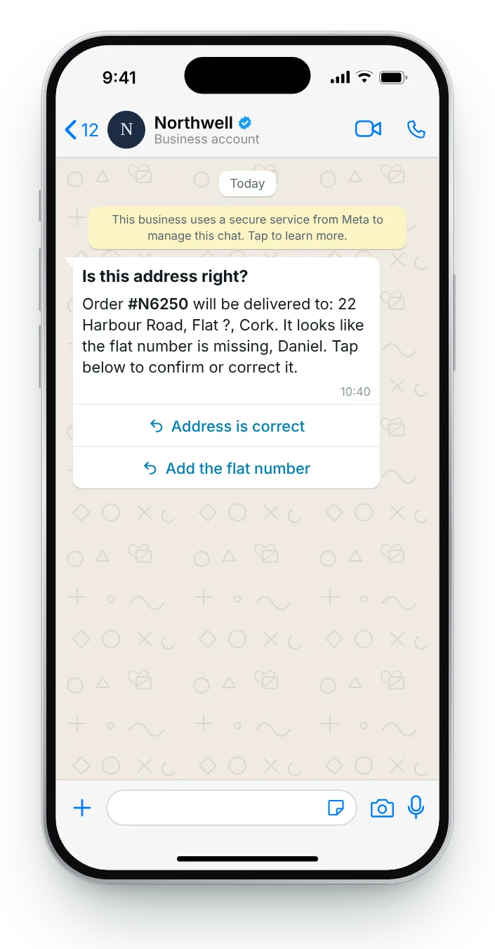Confirming where it goes: WhatsApp COD confirmation on an iPhone