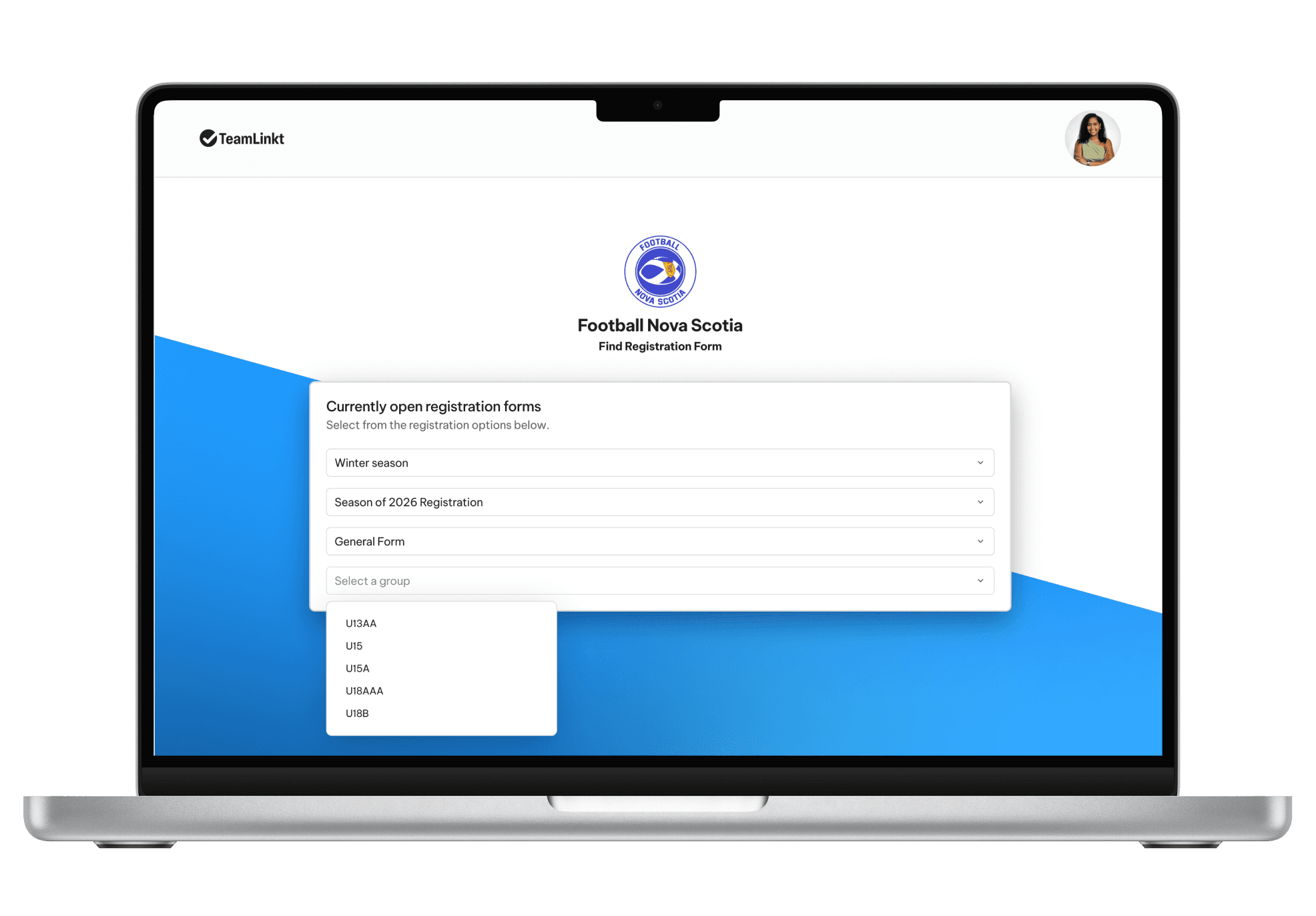 TeamLinkt's Football Website Registration Forms Linked 
