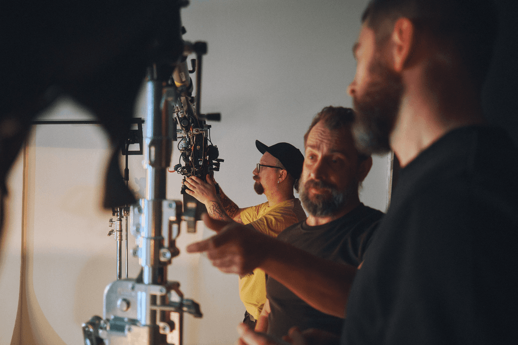 A team of professionals working on the set