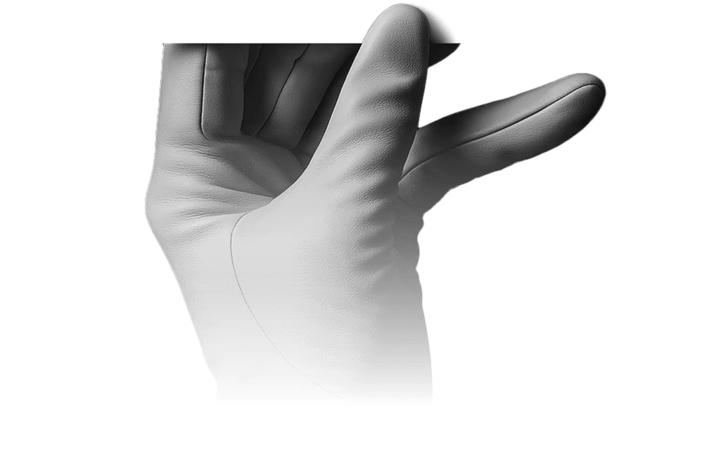 gloved hand holding a card