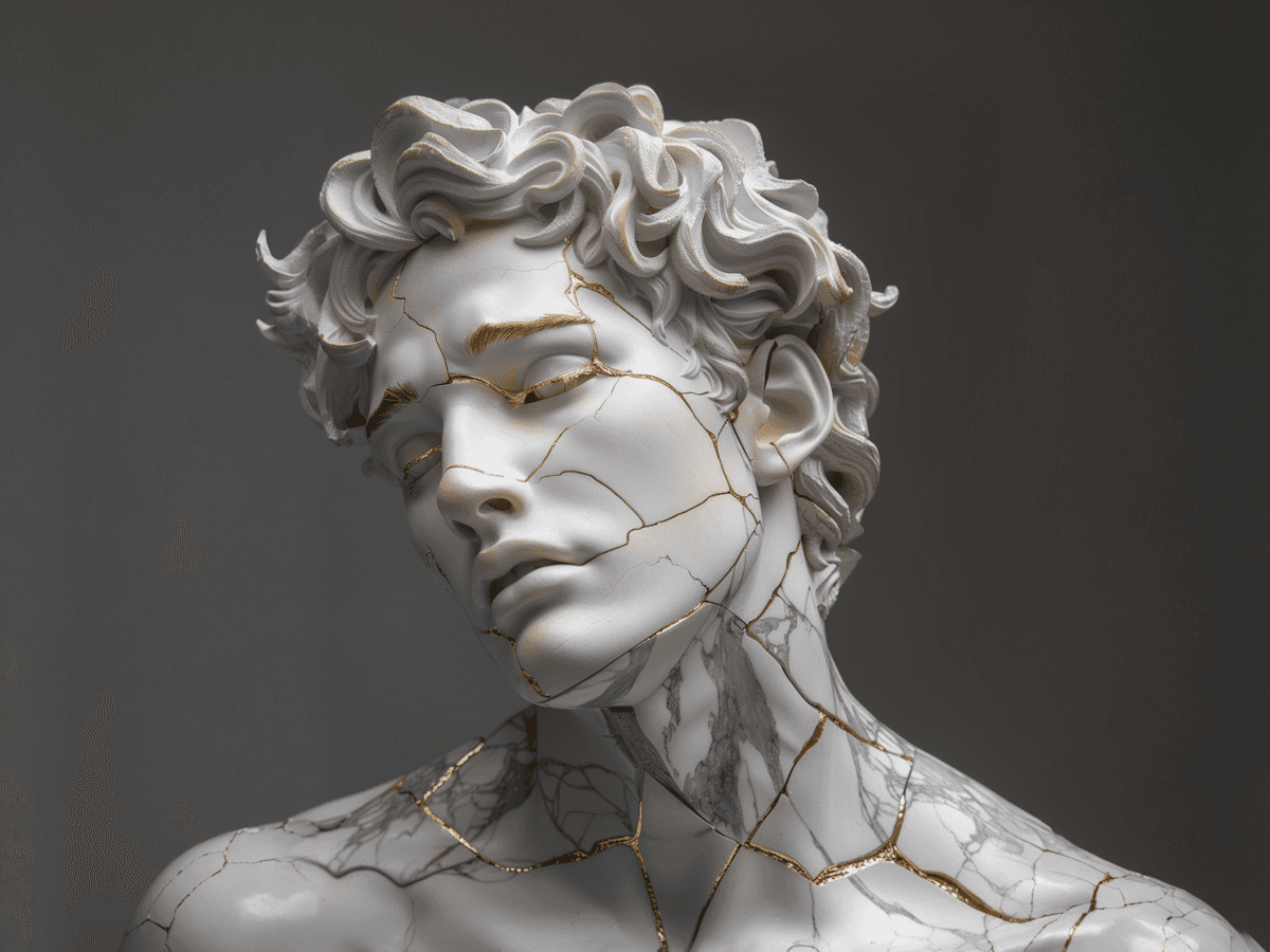 Classical Sculpture with Golden Veins