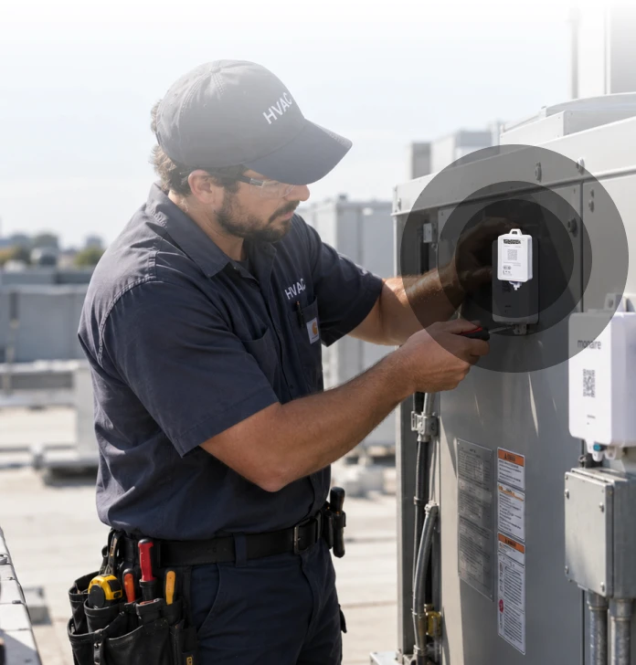 Rooftop HVAC units equipped with Monaire's condition-based predictive monitoring