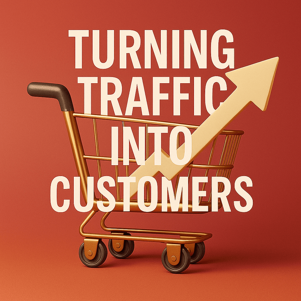 Minimal 3D shopping cart symbolizing online conversion.