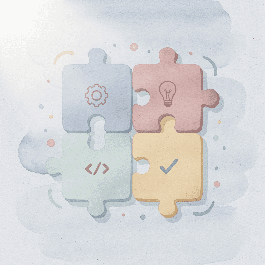 Scene illustration of puzzle pieces fitting together, representing COBOL modernization integration