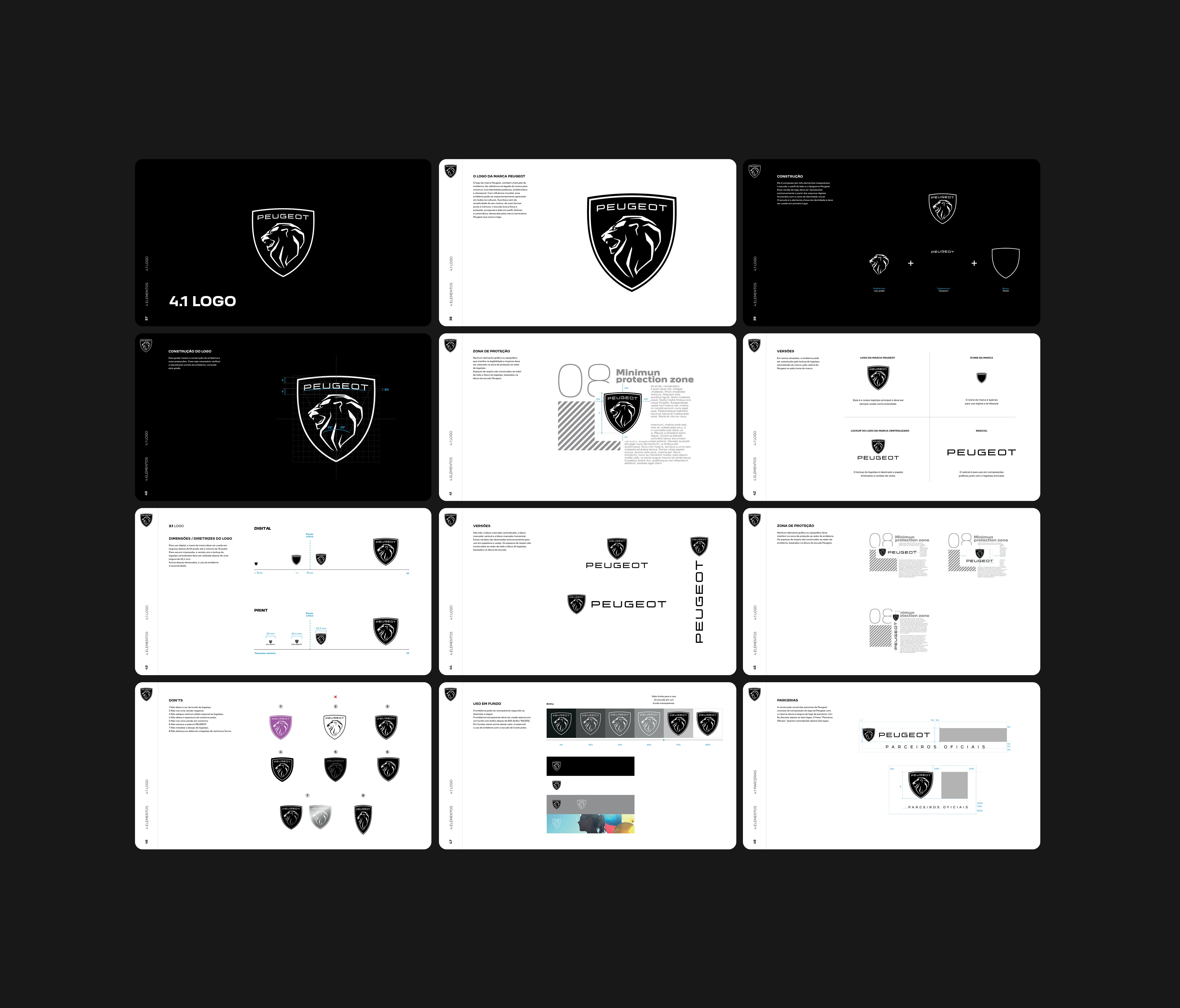 Sandro Rosa - Updated Peugeot visual identity framework highlighting modern grid, typography and digital brand