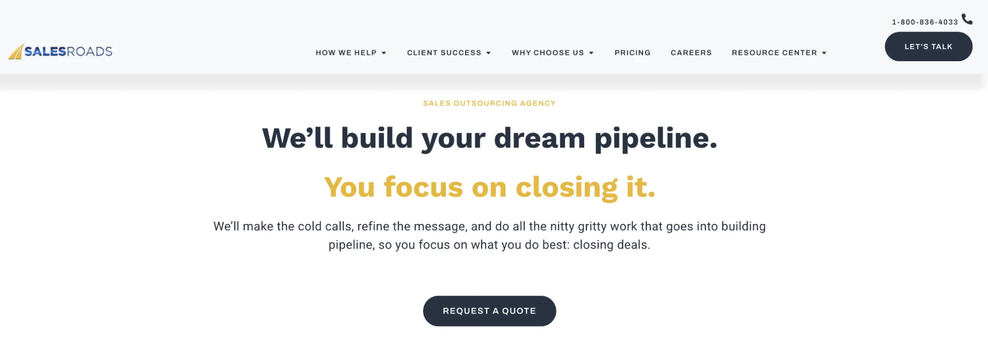 SalesRoads homepage: US-based SDR teams and B2B appointment setting