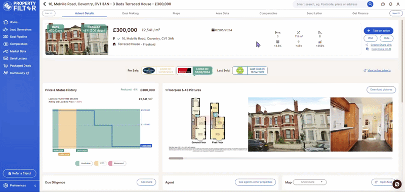 Property Filter LHA rates feature - local housing allowance filter for property investors