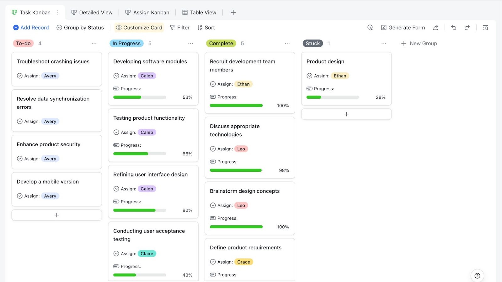 Lark Kanban board (with AI) template
