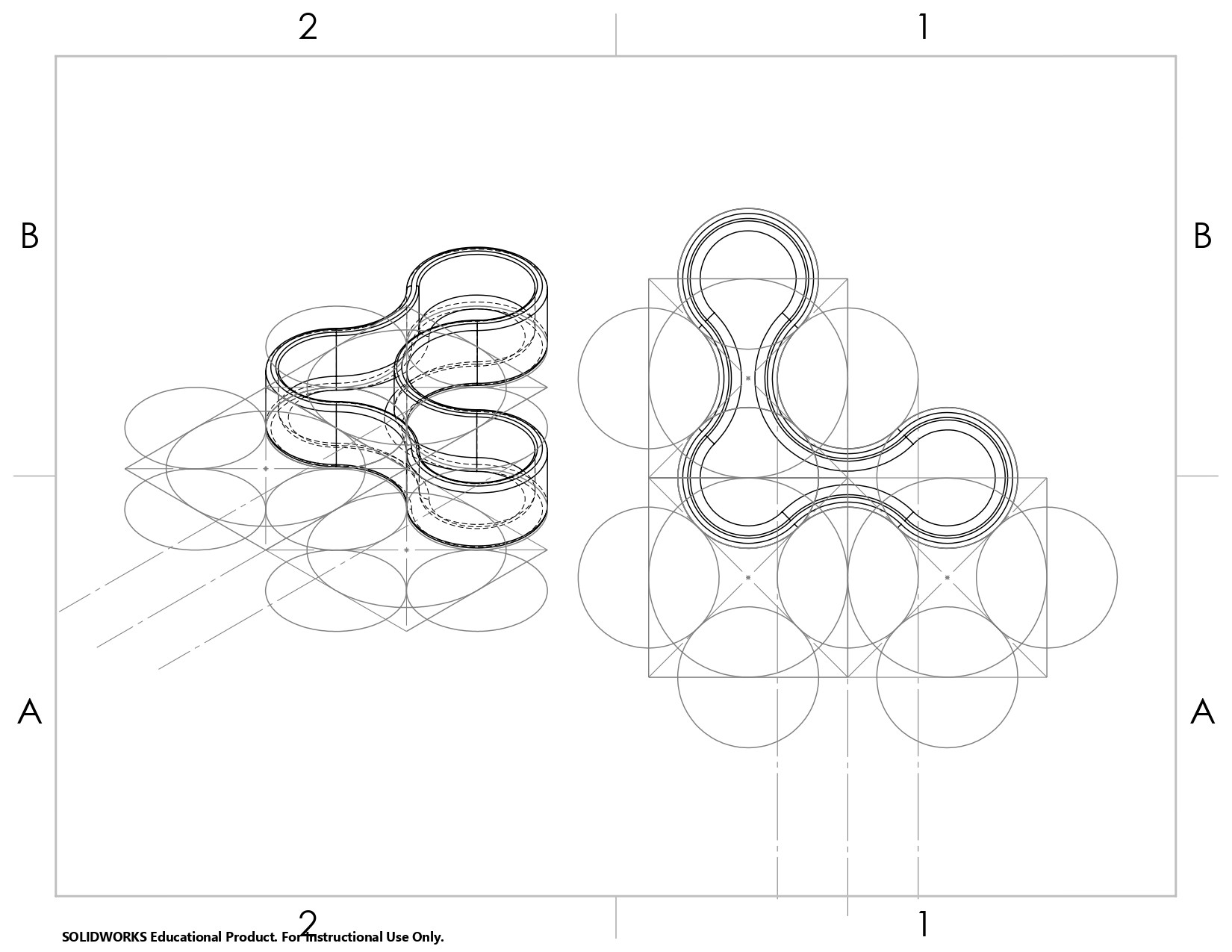 Geometric system used to create shapes that would interlock without the need of any slots or magnets, in order to preserve the handmade manufacturing process