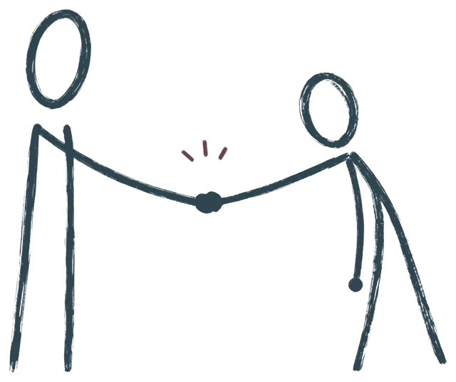 Disegno: due persone si stringono la mano