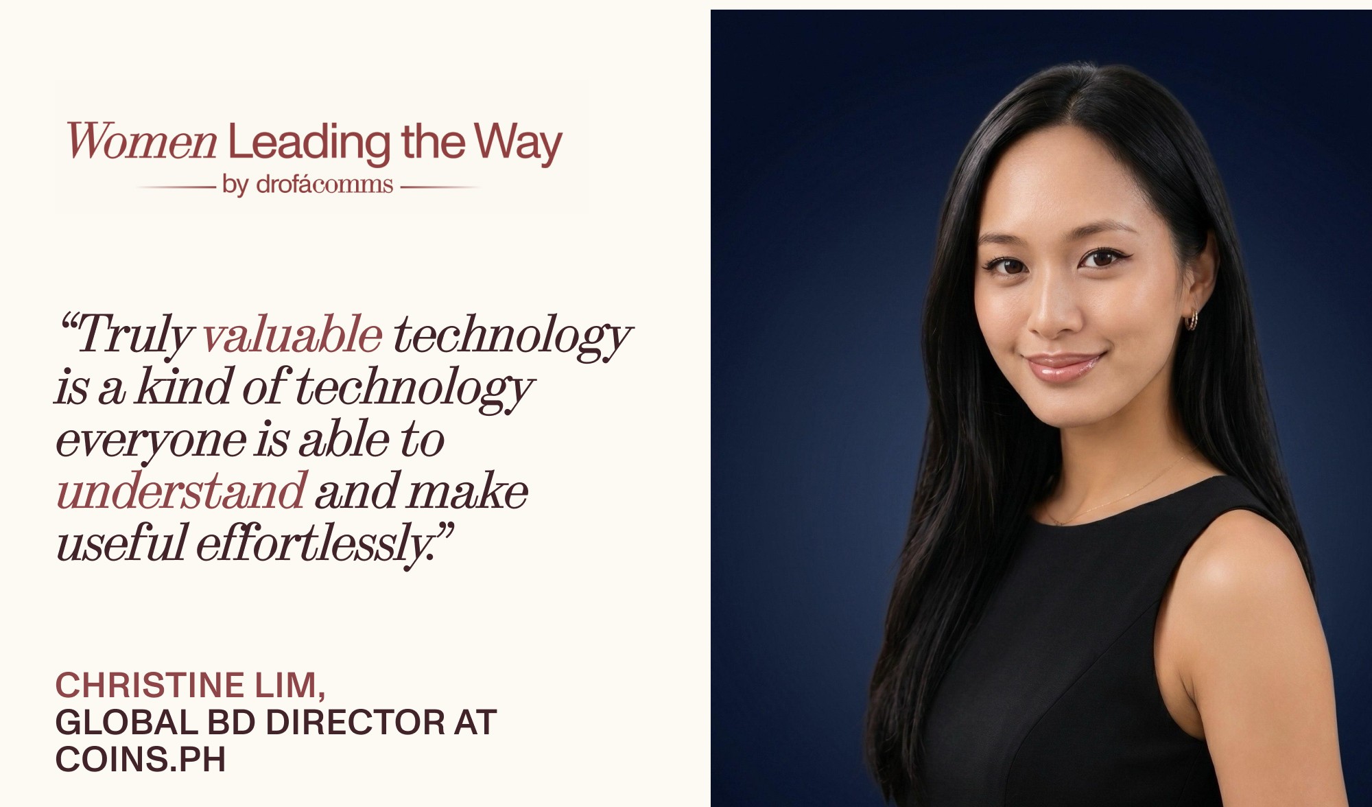 Christine Lim, Global BD Director at Coins.ph, quoted at Philippine Blockchain Week 2026