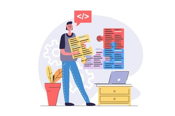 A diagram illustrating modularization in code organization.