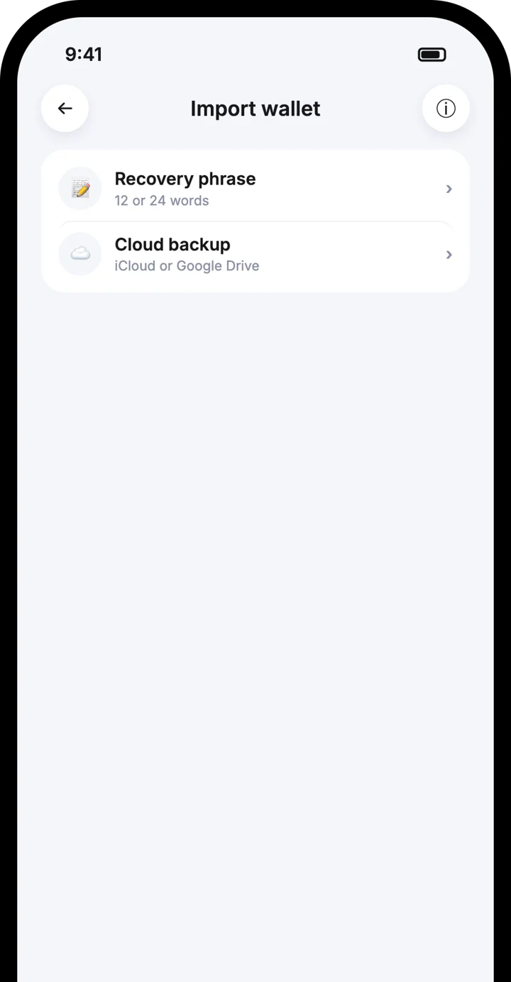 Atom Wallets app screen