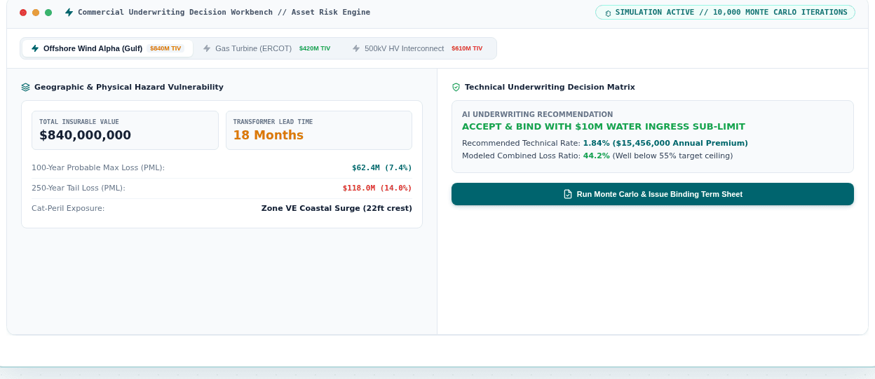 Energy Risk Underwriting Accelerator UI Preview