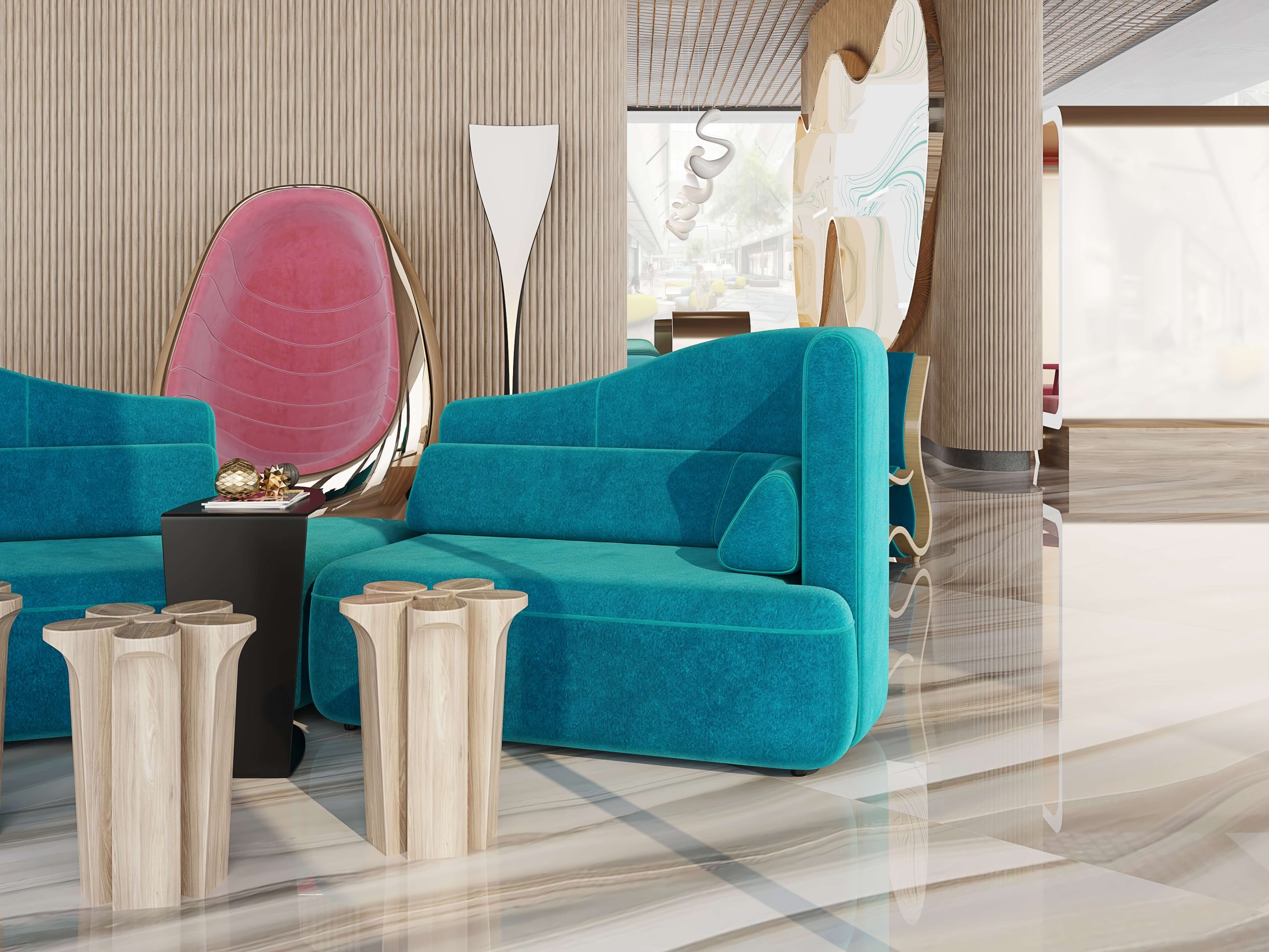 Minimalist Hotel Lobby interior design, New York, NY – view 6