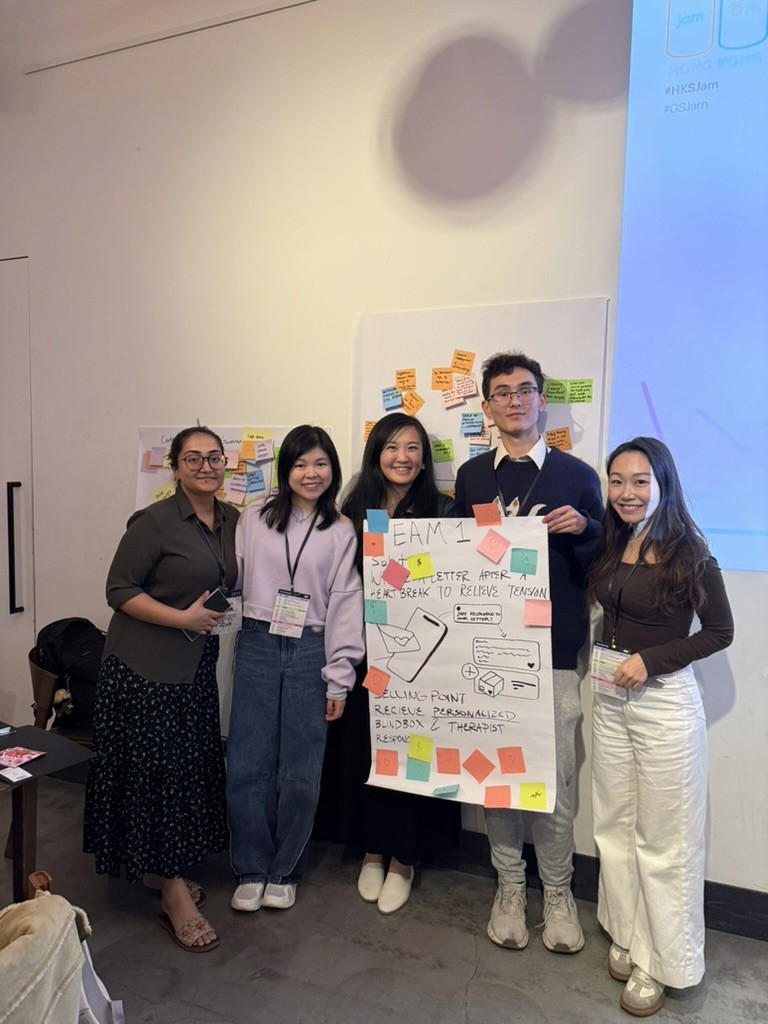Our five teammates with the concept poster