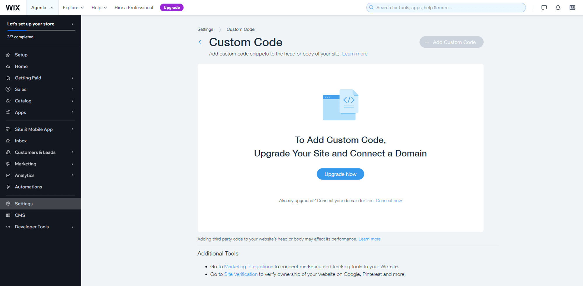 AgentX AI Agent on Wix