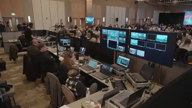 Live vision mixing and broadcast control desk supporting the Bupa Care conference.