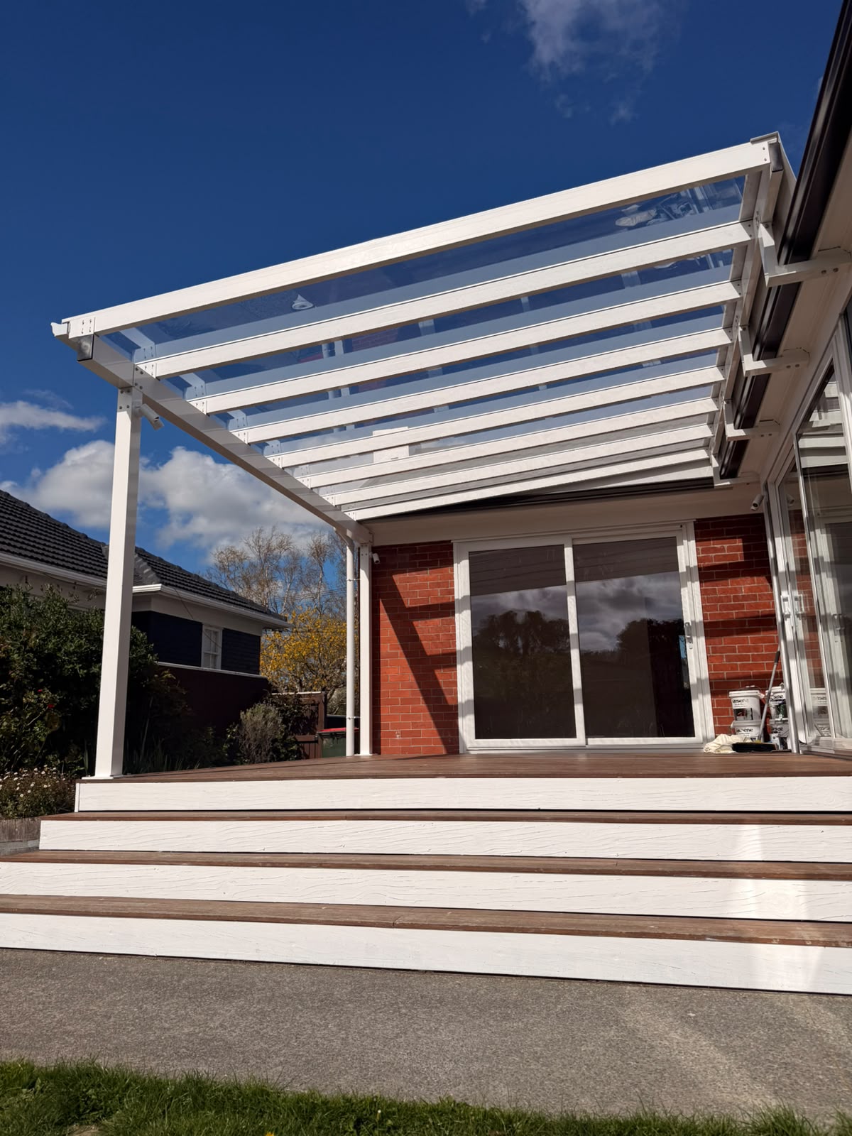 Clearspan pergola on decking