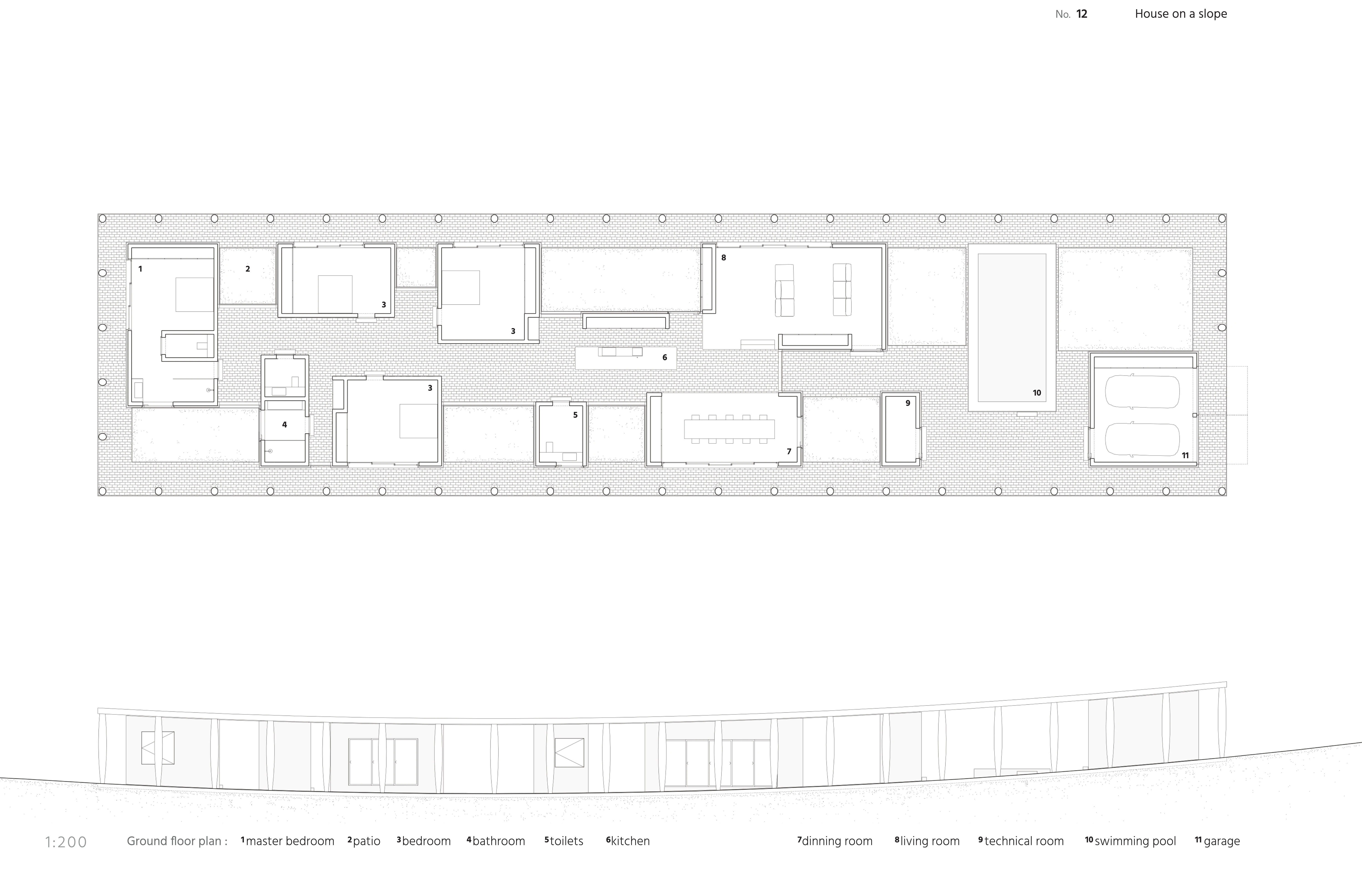 House on a slope plan groundfloor