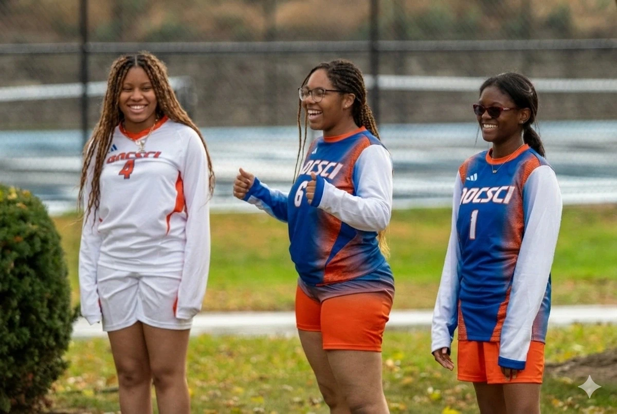 BuffSci high school students playing basketball during athletics program