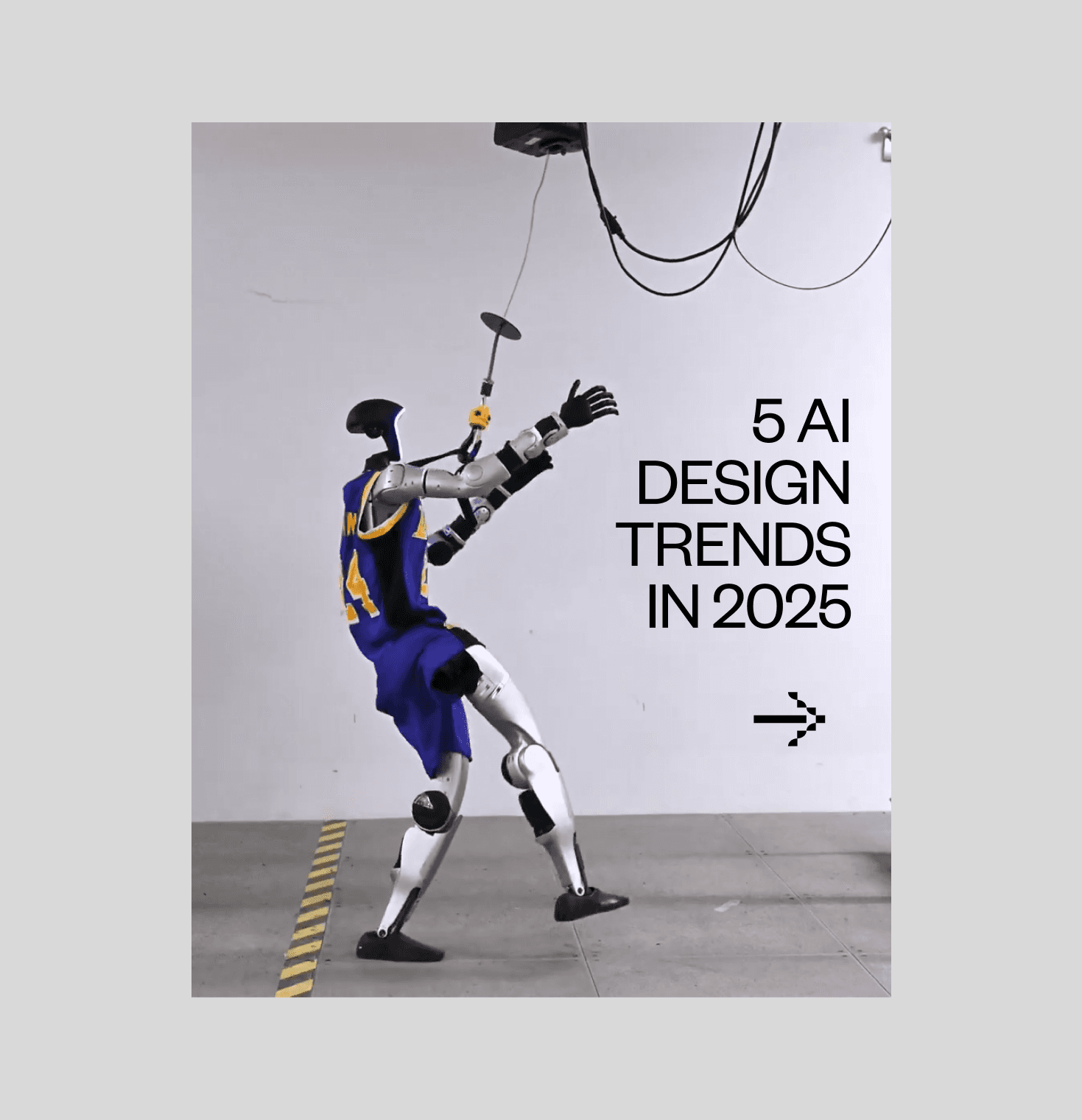 Thumbnail poster for article '5 AI Design Trends Shaping 2025' about future design technologies and creative tools