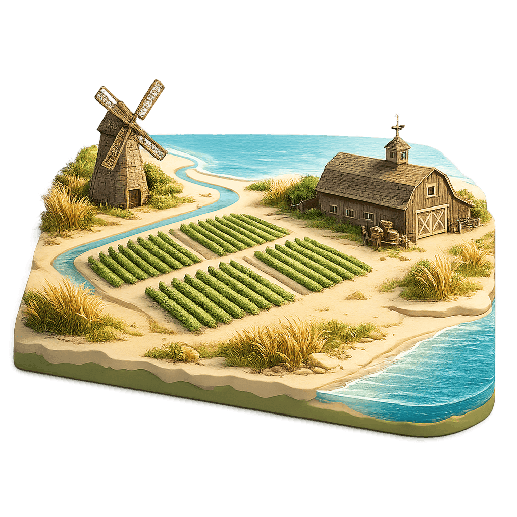 Artistic illustration of the Long Island wine region.