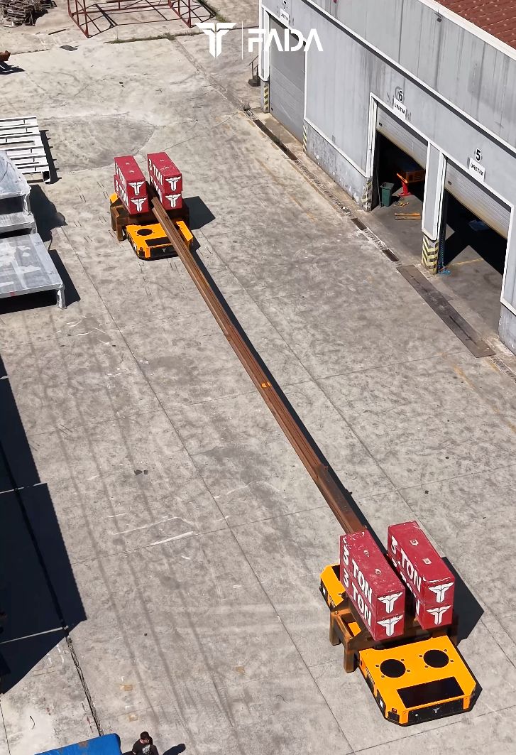 Zsynchronizowany transport ciężkiej konstrukcji na platformach FADA