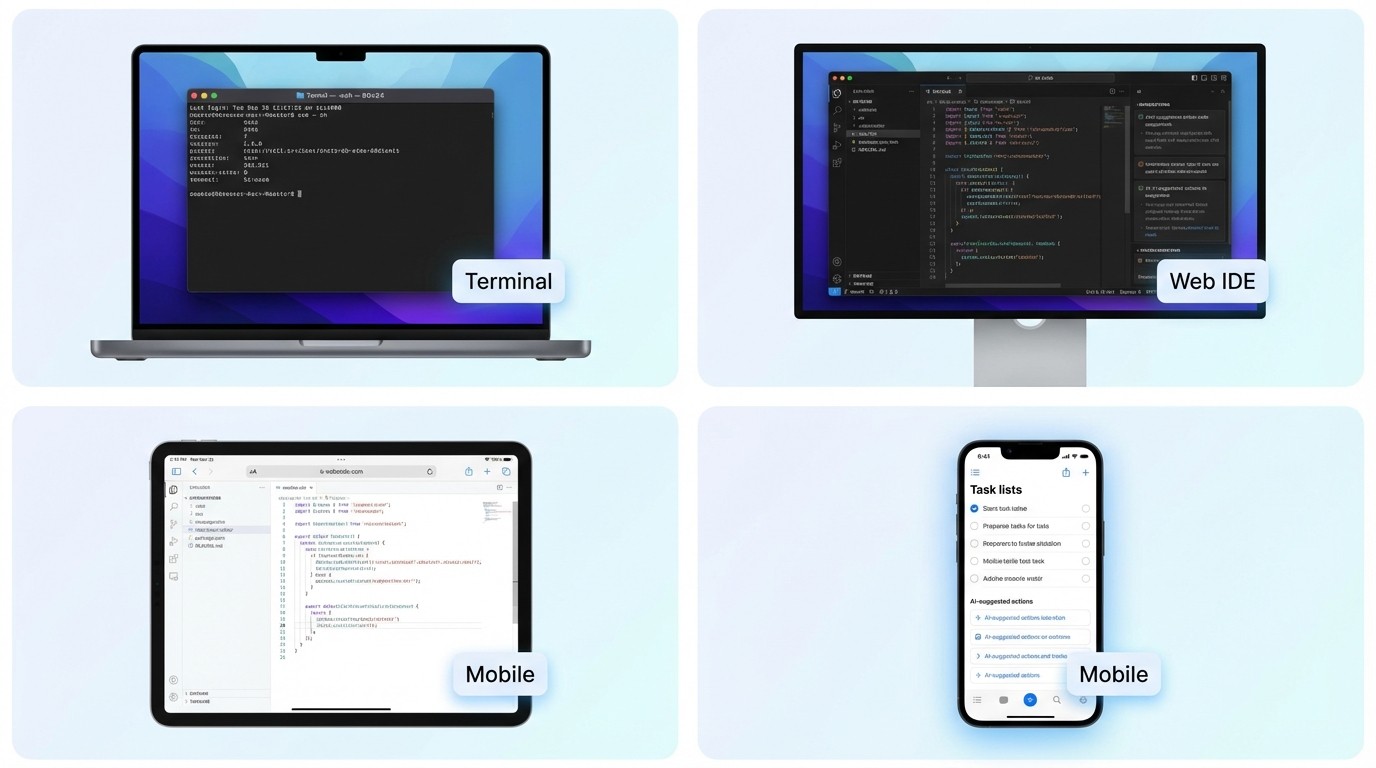 Claude Code plattformübergreifend auf Terminal Desktop IDE und Smartphone verfügbar