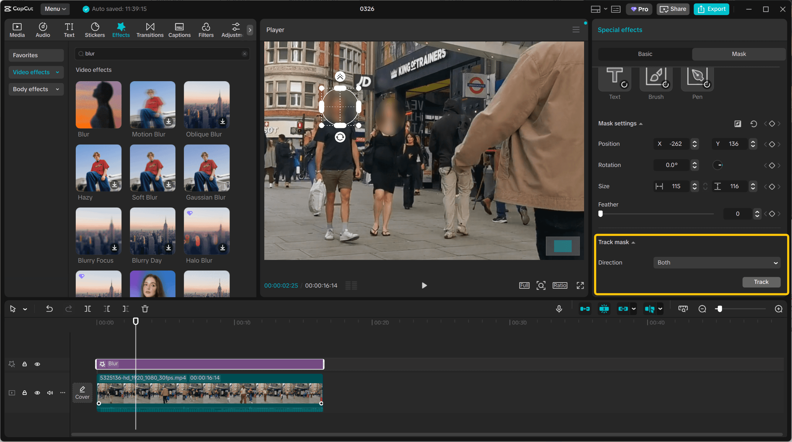 Track mask in CapCut