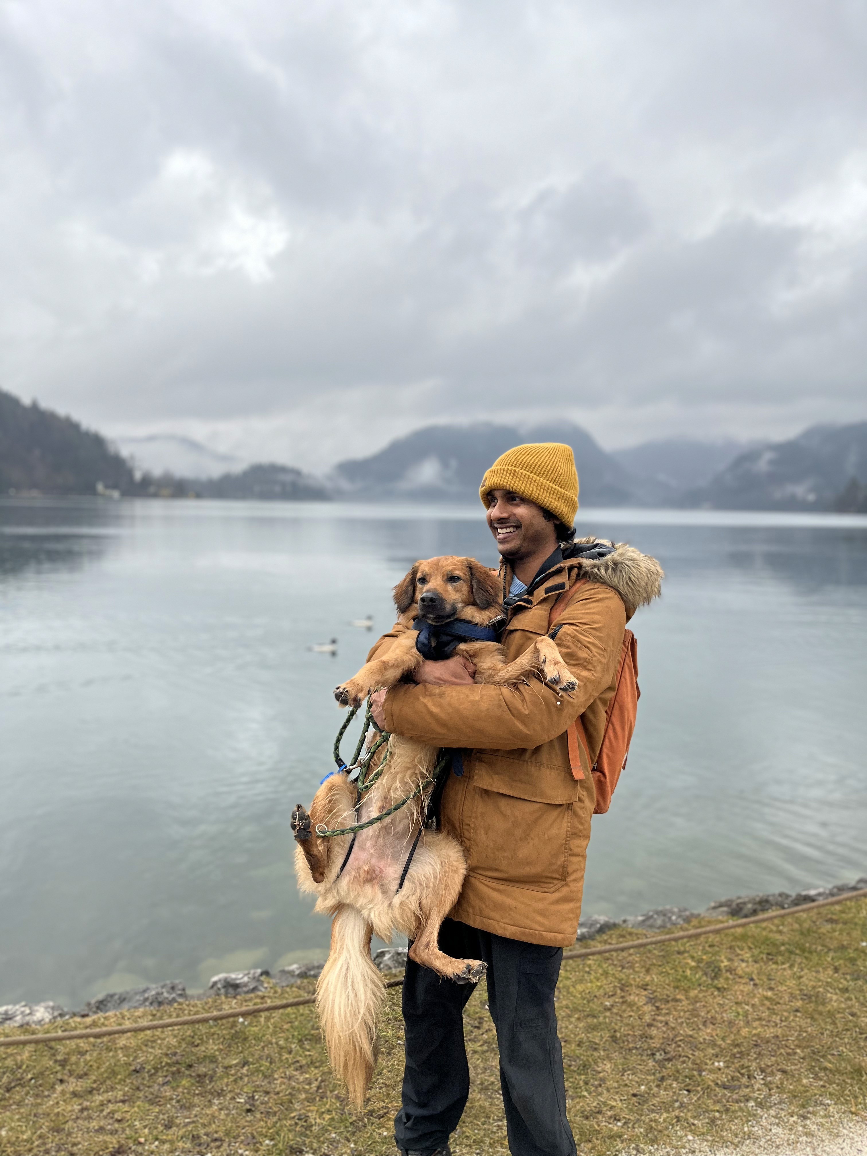 Karthik and Spicy in Slovenia. Lake Bled.