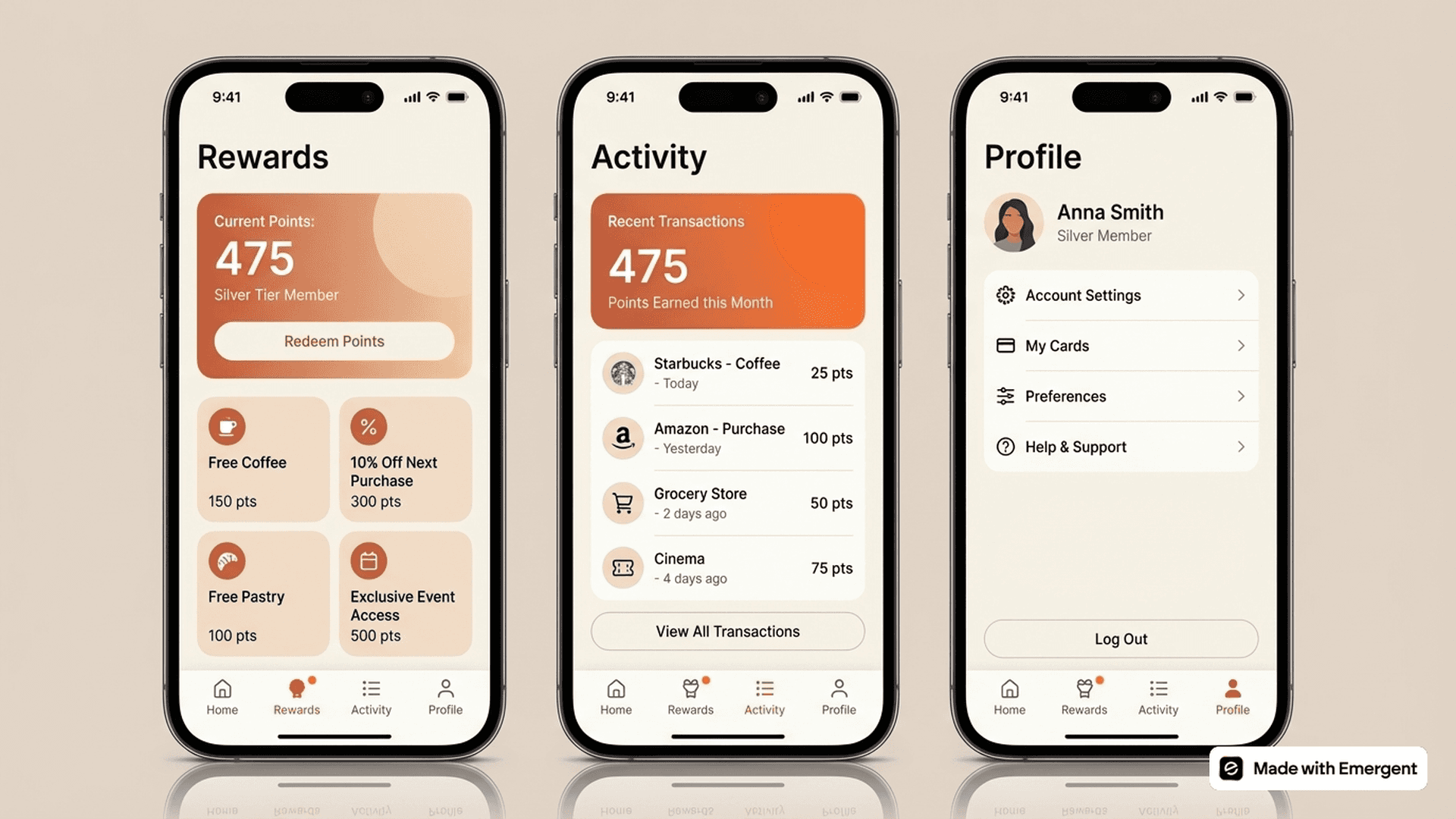 Loyalty App Made with Emergent