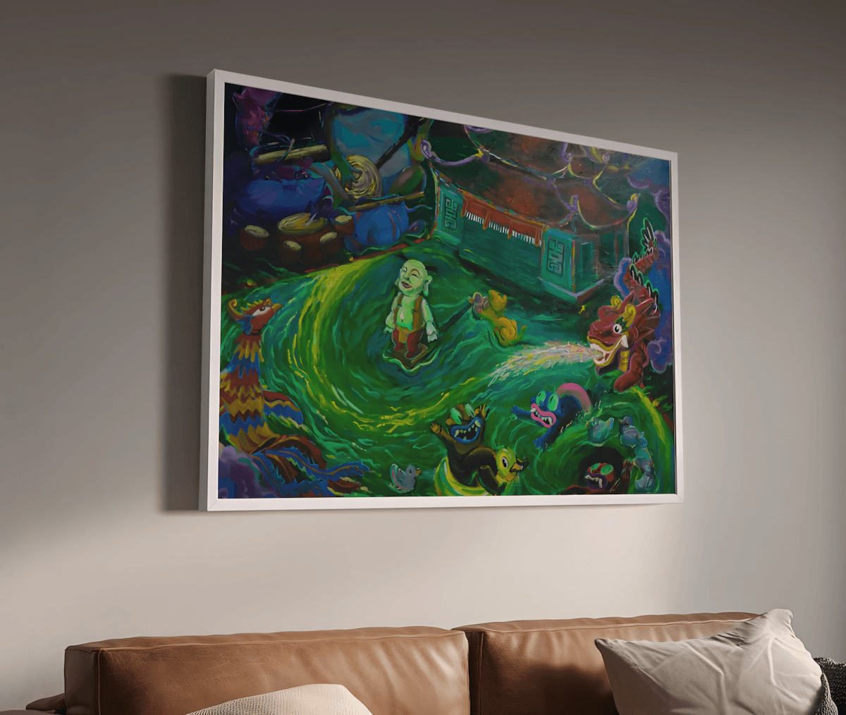 premium art poster and canvas prints, with originals available, from QART , of the artwork " The Moonlit Feast Not Yet Over "