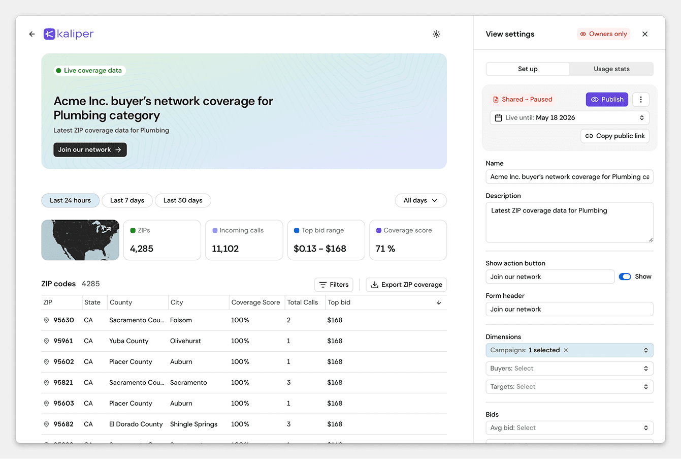 Published Coverage screenshot