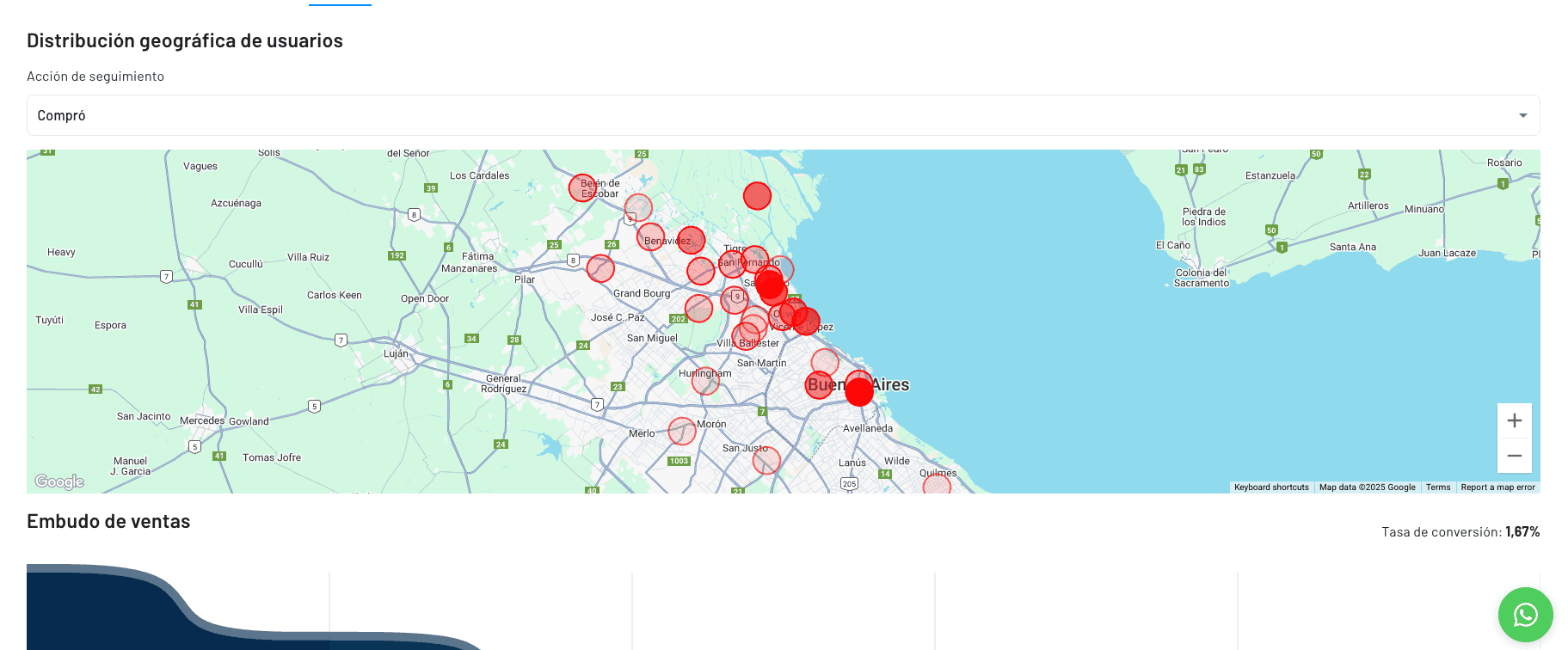 mapa de calor de los compradores de entradas de tus eventos