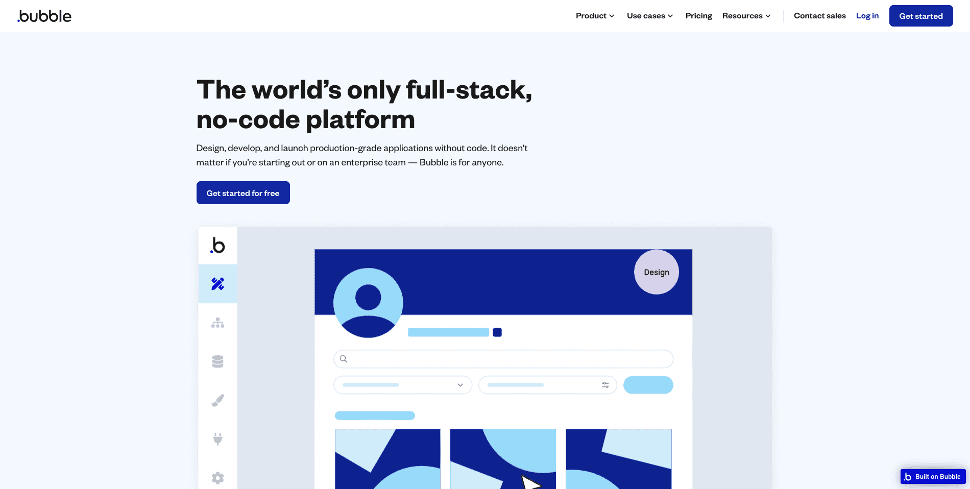 Bubble.Io Homepage Screenshot