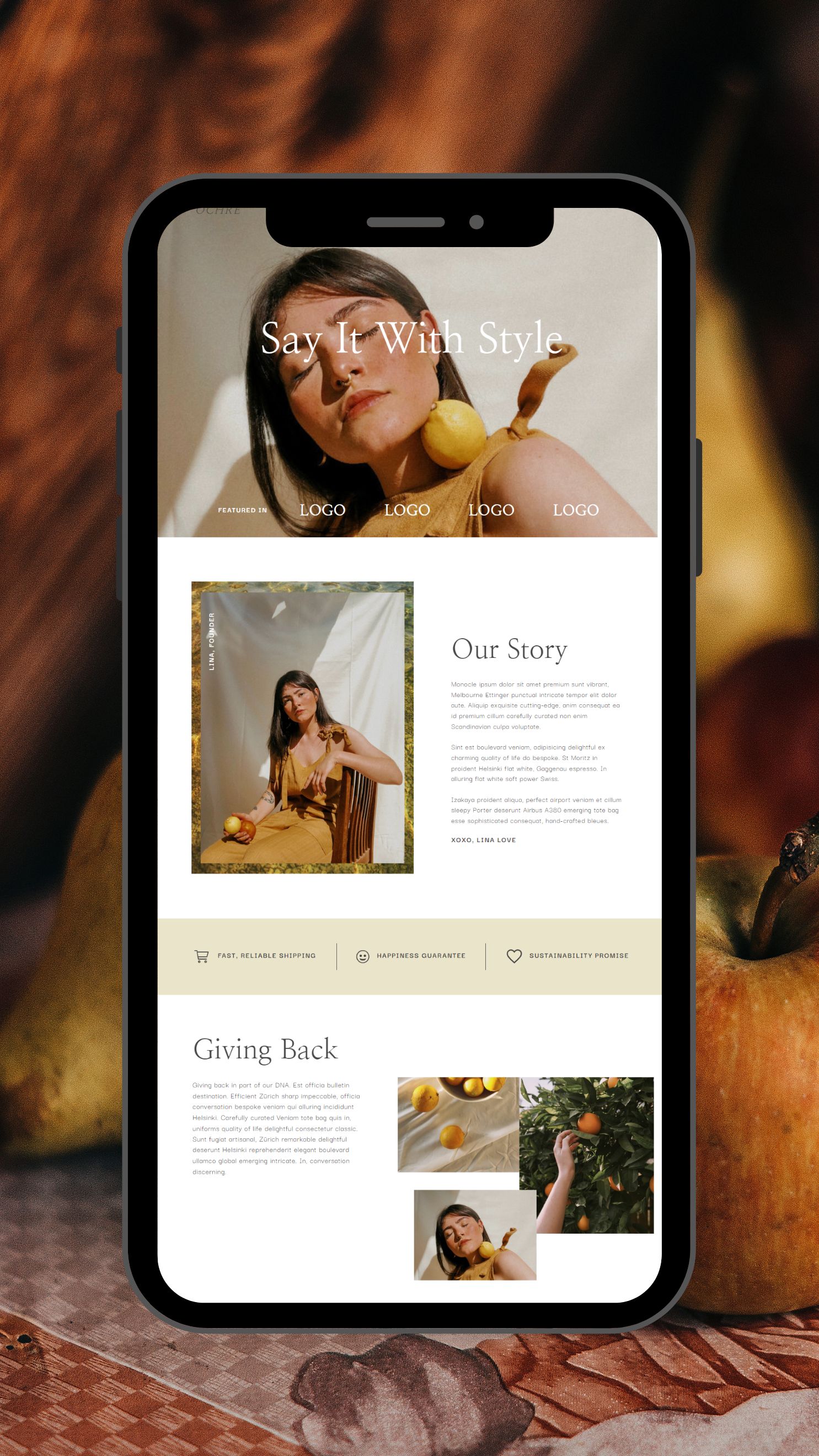 Elegant fashion clothing website