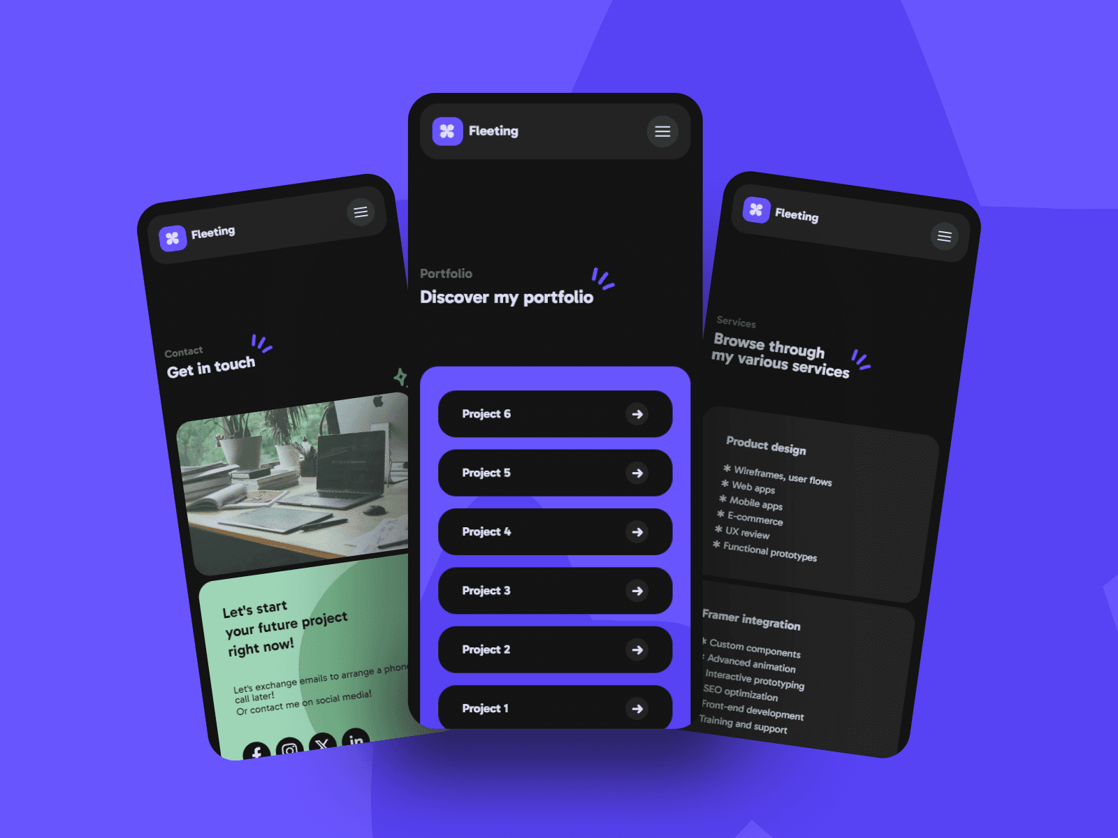Framer template Fleeting Mobile